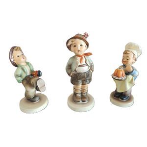 Set 3 Hummel Figurines #128 The Baker #95 Brother #109 Happy Traveler Goebel